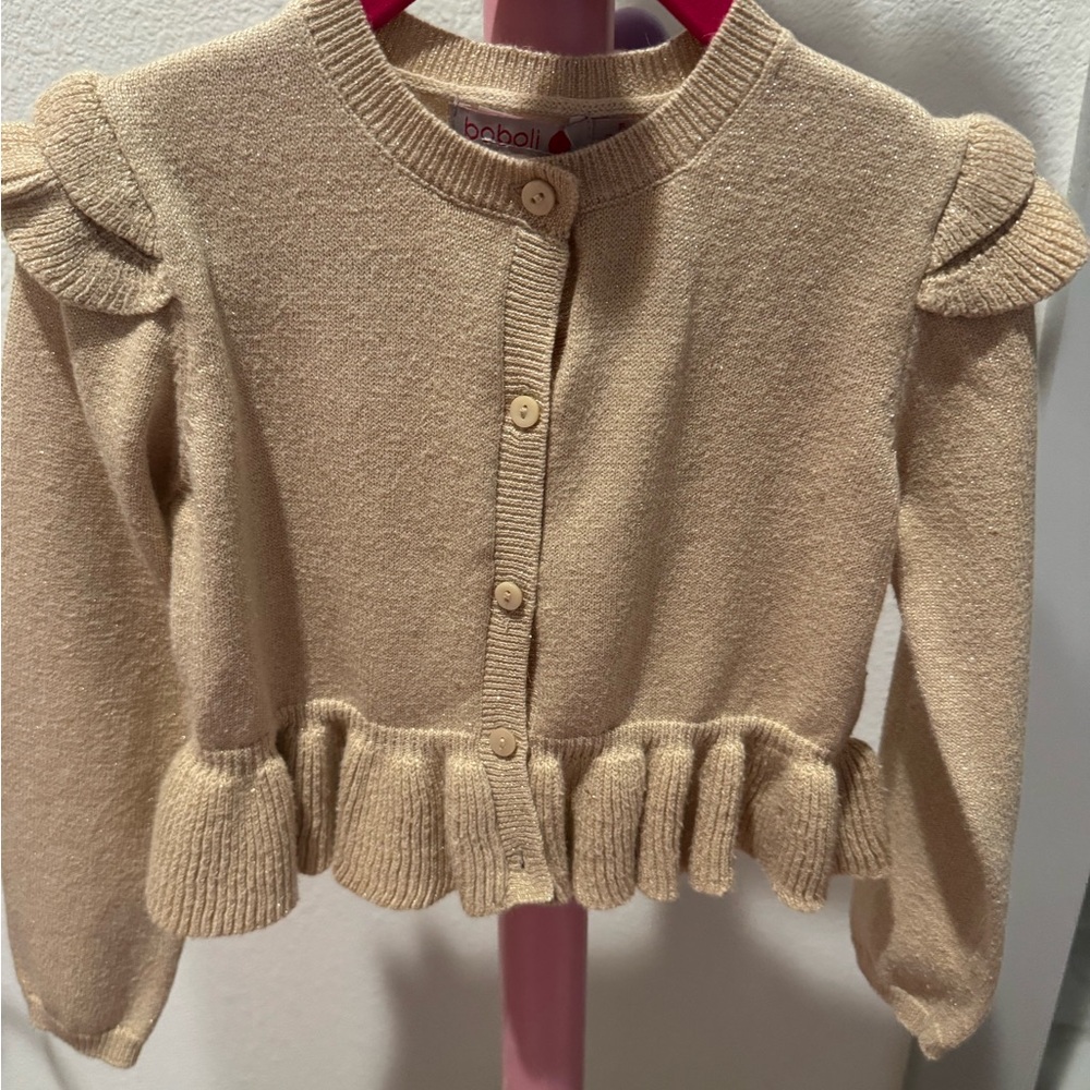 Kids Beige Ruffle Sweater - Picture 4 of 7